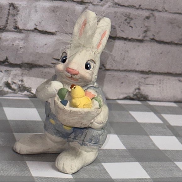 Kristen Hayes Ceramic Hand Painted Easter Bunny Signed 1993 Duck Eggs Vintage - Picture 8 of 8